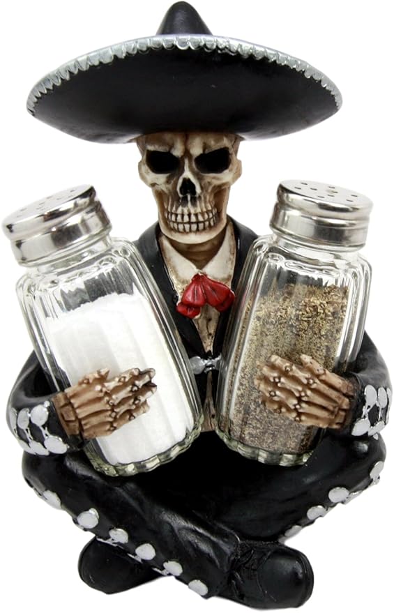 Ebros Day of The Dead Skeleton Mariachi Wedding Singer Salt Pepper Shakers Holder Figurine 7
