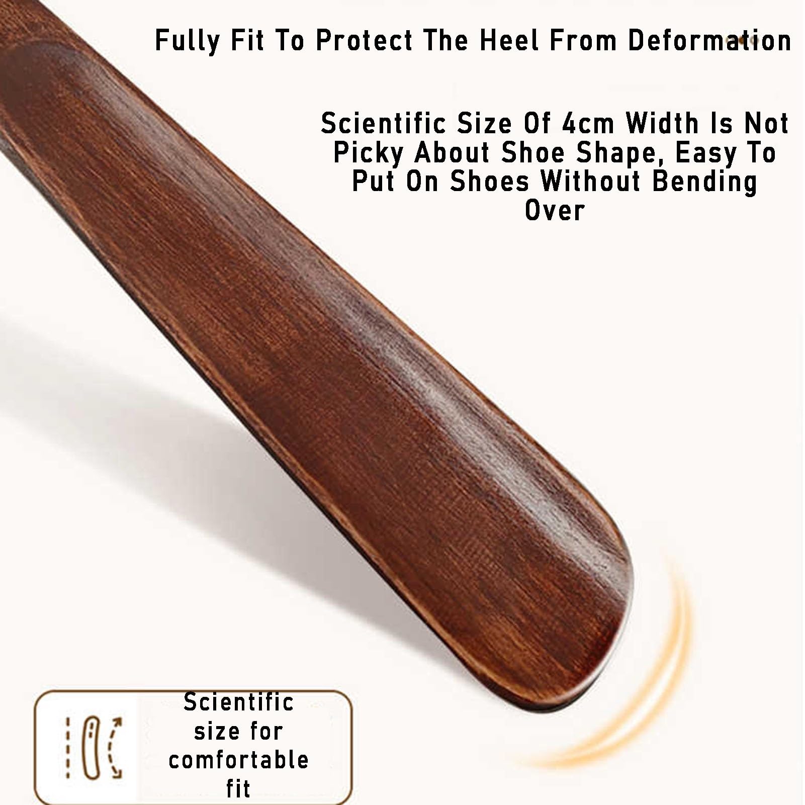 Calzador De Madera Con Mango Largo, Las Personas Perezosas No Necesitan Agacharse For Ayudar A Usar El Zapato, Zapato De Tacón Cómodo Y Ajustado