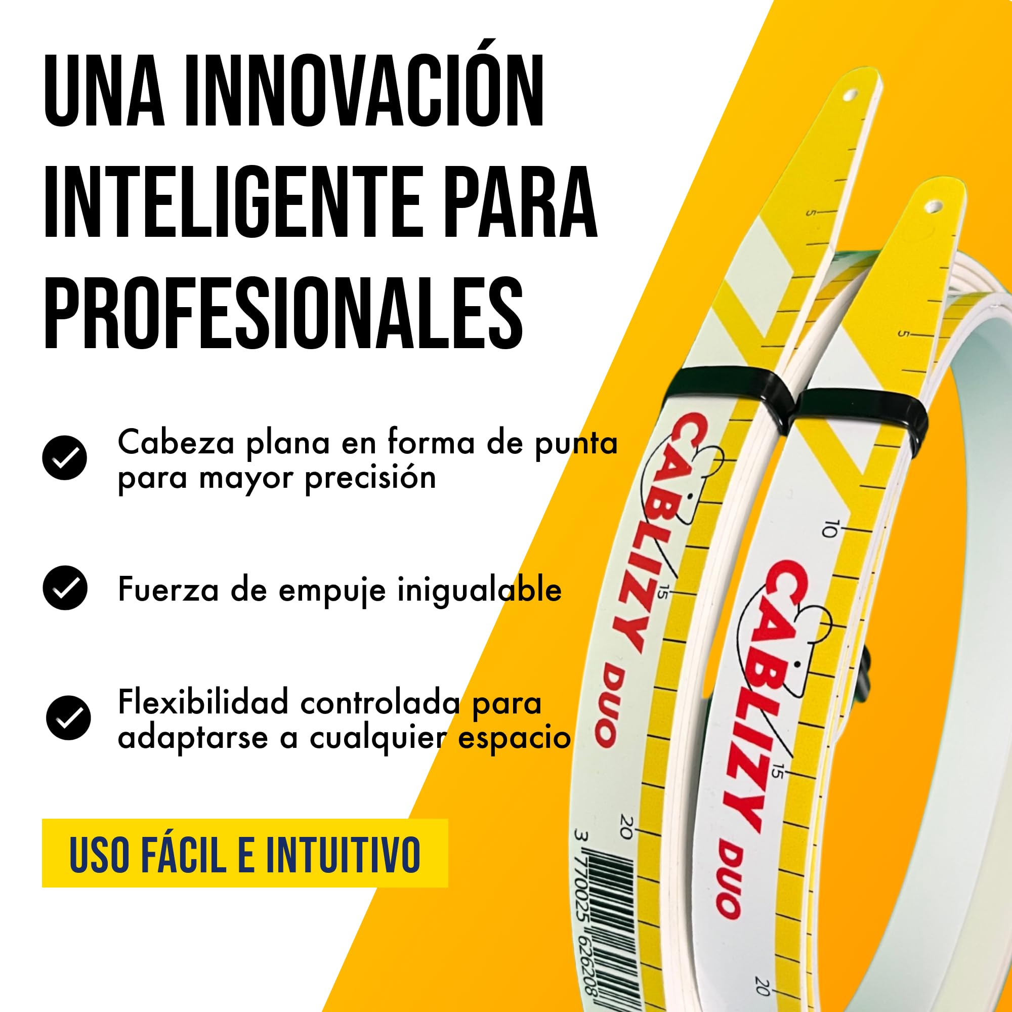 DUO – Guía Pasacables Profesional 3m + 1,5m | Herramienta Flexible y Resistente para Electricistas | Ideal para Instalaciones en Conductos, Paredes y Techos Falsos