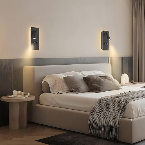 Miniatura 7 de M04 Luz de lectura regulable para montaje en pared, lámpara de lectura LED ajustable de 0.9-3.7 W con retroiluminación ajustable de 1.2-6 W,