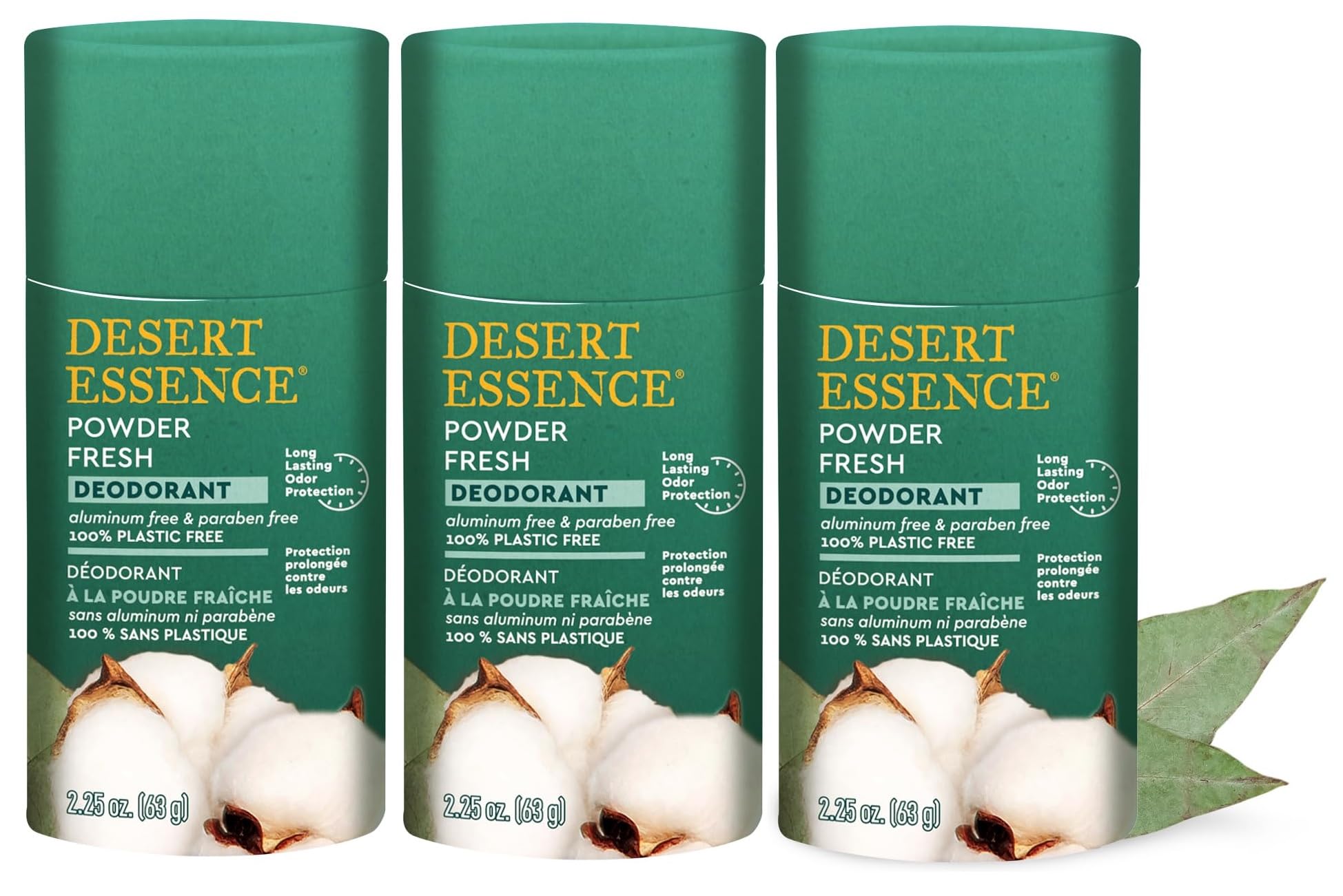 Desert Essence - Dezodorant w proszku o świeżym zapachu - 63 g - Zestaw 3 sztuk