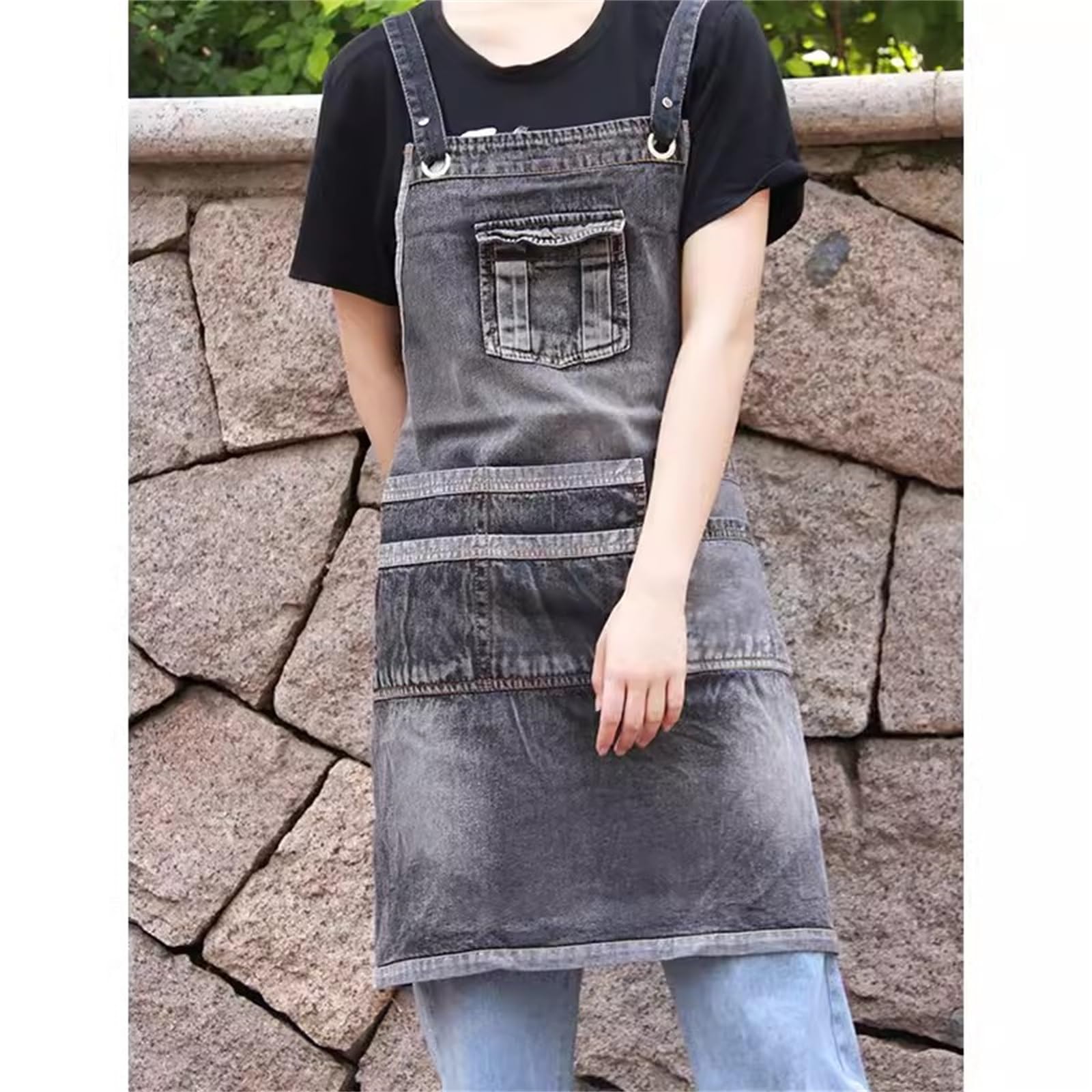 Strumenti Giardinaggio Grembiule Grembiule Vintage in Denim for Barbiere, Pittura, Lavoro Domestico(Schwarz)