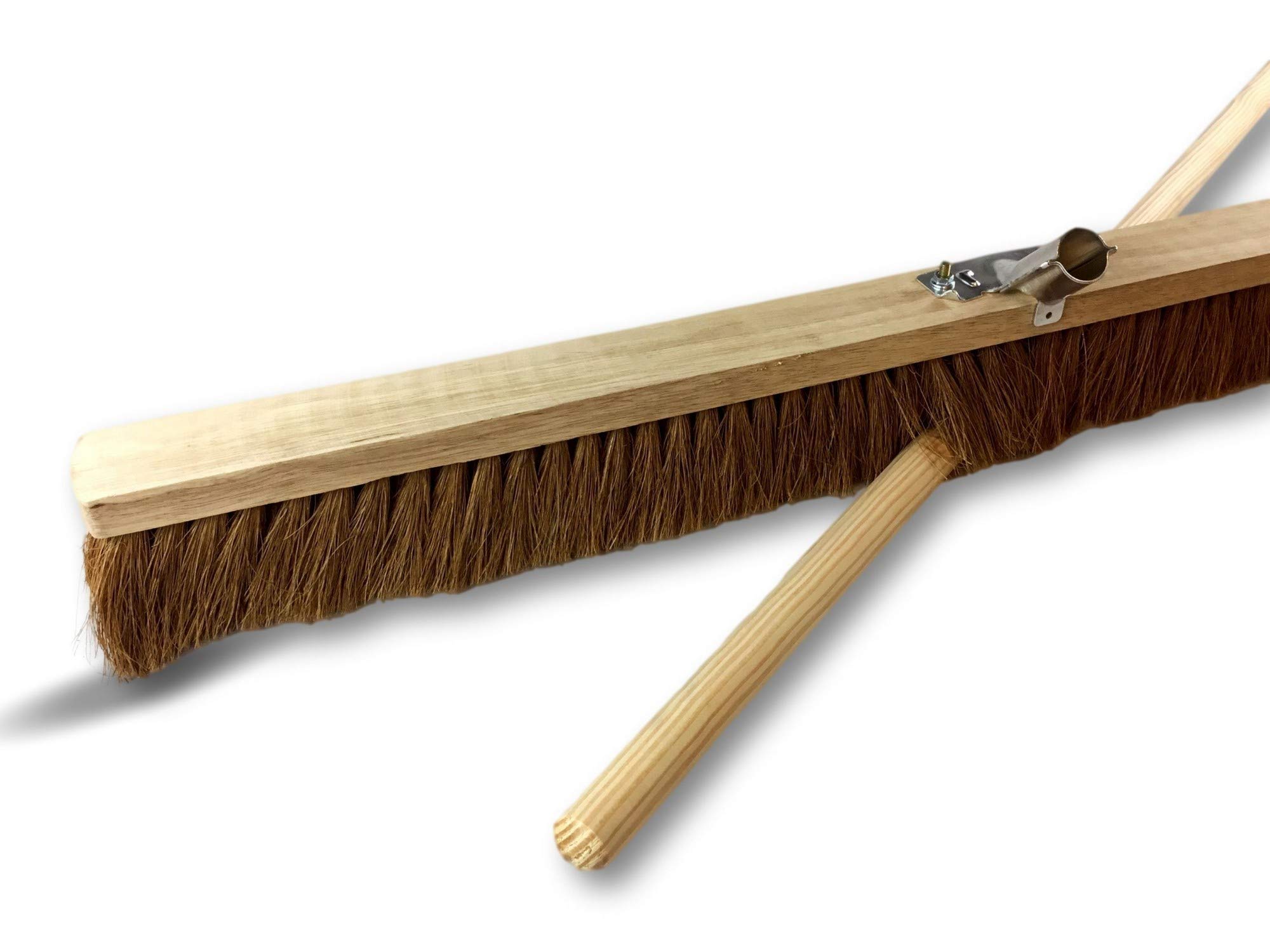 Kibros 2090M Balai d'atelier Type cantonnier 100 cm Brosse Fibre Coco Naturel Semelle Bois Douille métal boulonnée Ø 28 mm