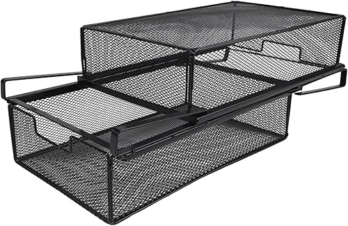 Miniatura 5 de Hanging Drawer Organizer for Closet, Steel Storage Basket with Pull-Out Design, Tool-Free Installation for Bedroom Wardrobe, Black, 38x25x12cm