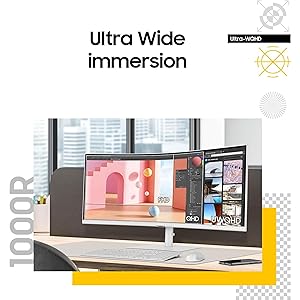 Samsung 34 ViewFinity (S65TC) Series Ultra-WQHD 1000R Curved Computer Monitor, HDR10, 100Hz, AMD FreeSync, Thunderbolt 4, Height Adjustable Stand, Built-in Speakers, Eye Care, LS34C650TANXGO, 2024