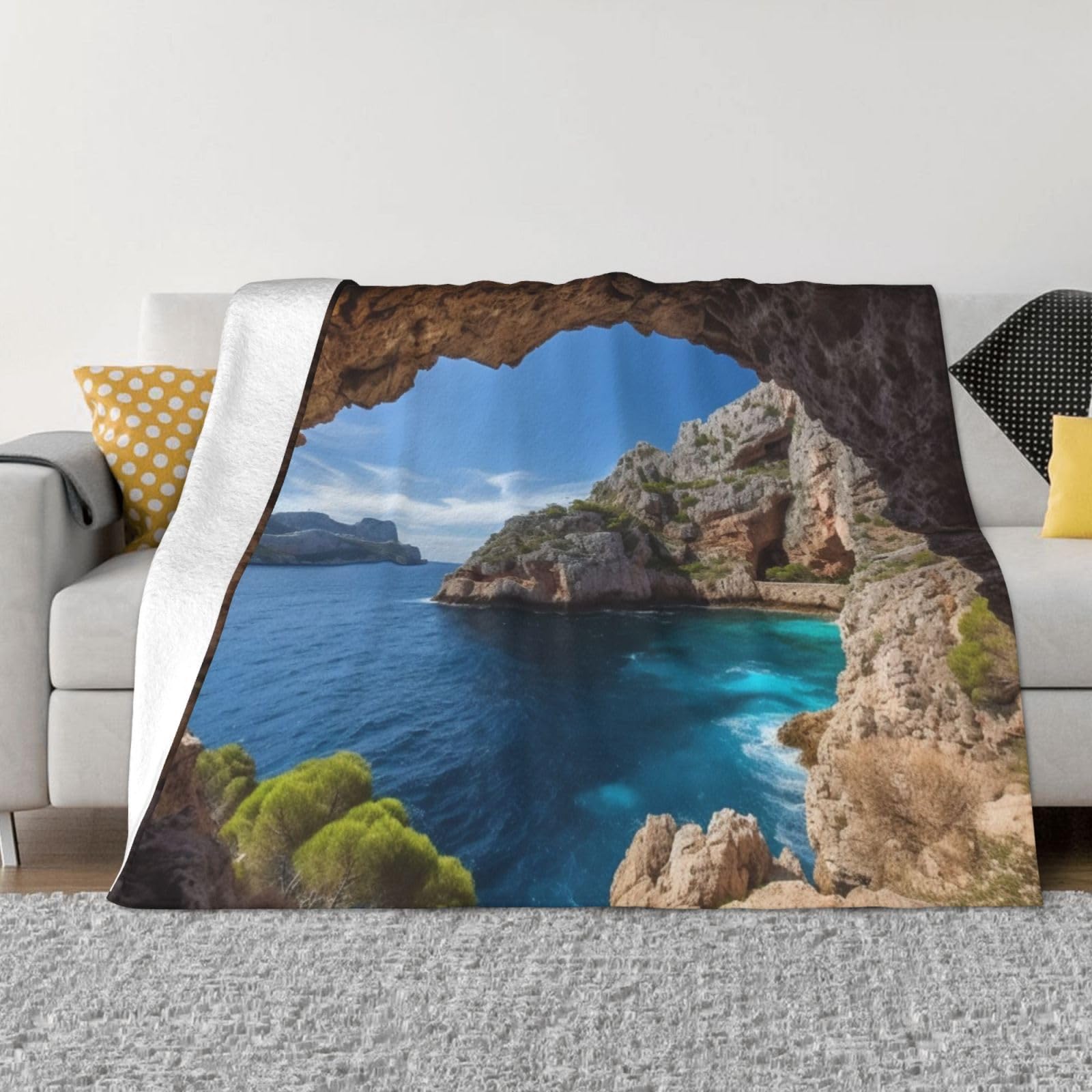 Plaid Majorque en micro-polaire douce pour canapé et voyage 152x127 cm