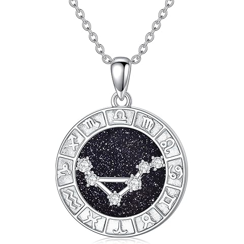 12 Zodiac Sign Necklace 925 Sterling Silver Constellations Pendant Necklace Jewelry Gifts for Women Men Friend Christmas Birthday,18+2 inch