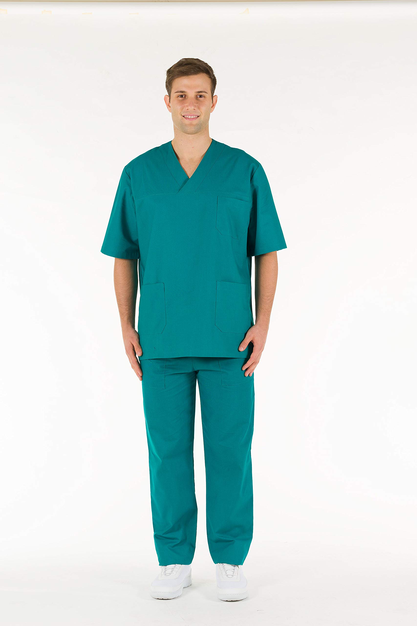Gima - Casacca 100% Cotone Ottima Qualità, Unisex, Scollo a V, Mezza Manica a Giro, Linea Professionale, per Medici, Veterinari, Infermieri e Personale Sanitario, Verde, S