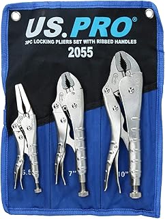 Locking Pliers Grip Wrench Plier Mole Grips with Ribbed handles 3pc Set