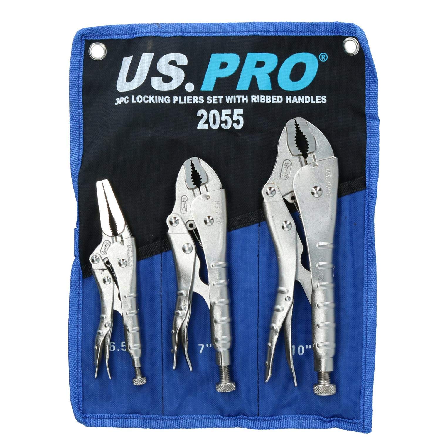 Locking Pliers Grip Wrench Plier Mole Grips with Ribbed Handles 3pc Set