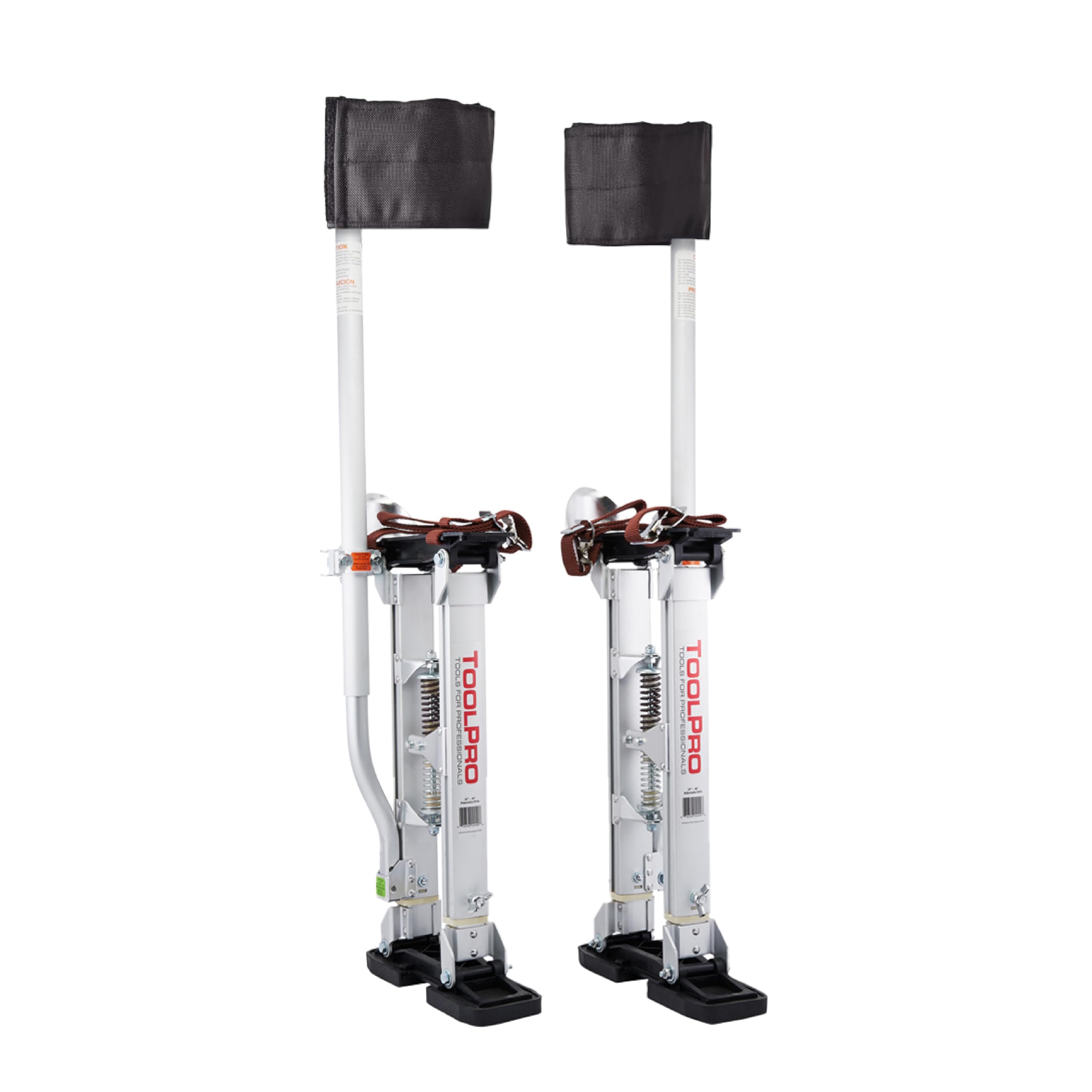 ToolPro Professional Grade Adjustable Aluminum Drywall Stilts w/Soft Straps - Adjustable Range for Drywall Installation, Painting, and More. (18-30 in