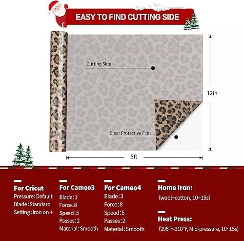Miniatura 5 de HTVRONT Vinilo de transferencia de calor de Navidad, 2 rollos de vinilo HTV de Navidad de 10 pulgadas x 5 pies, vinilo para planchar a cuadros