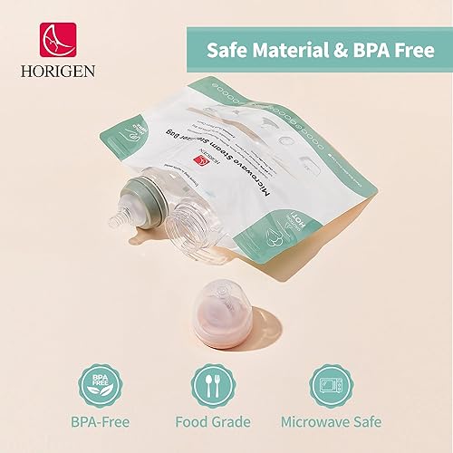Miniatura 6 de Bolsas esterilizadoras de microondas más grandes, bolsas esterilizadoras reutilizables para biberones (20 usos por bolsa), bolsas esterilizadoras de