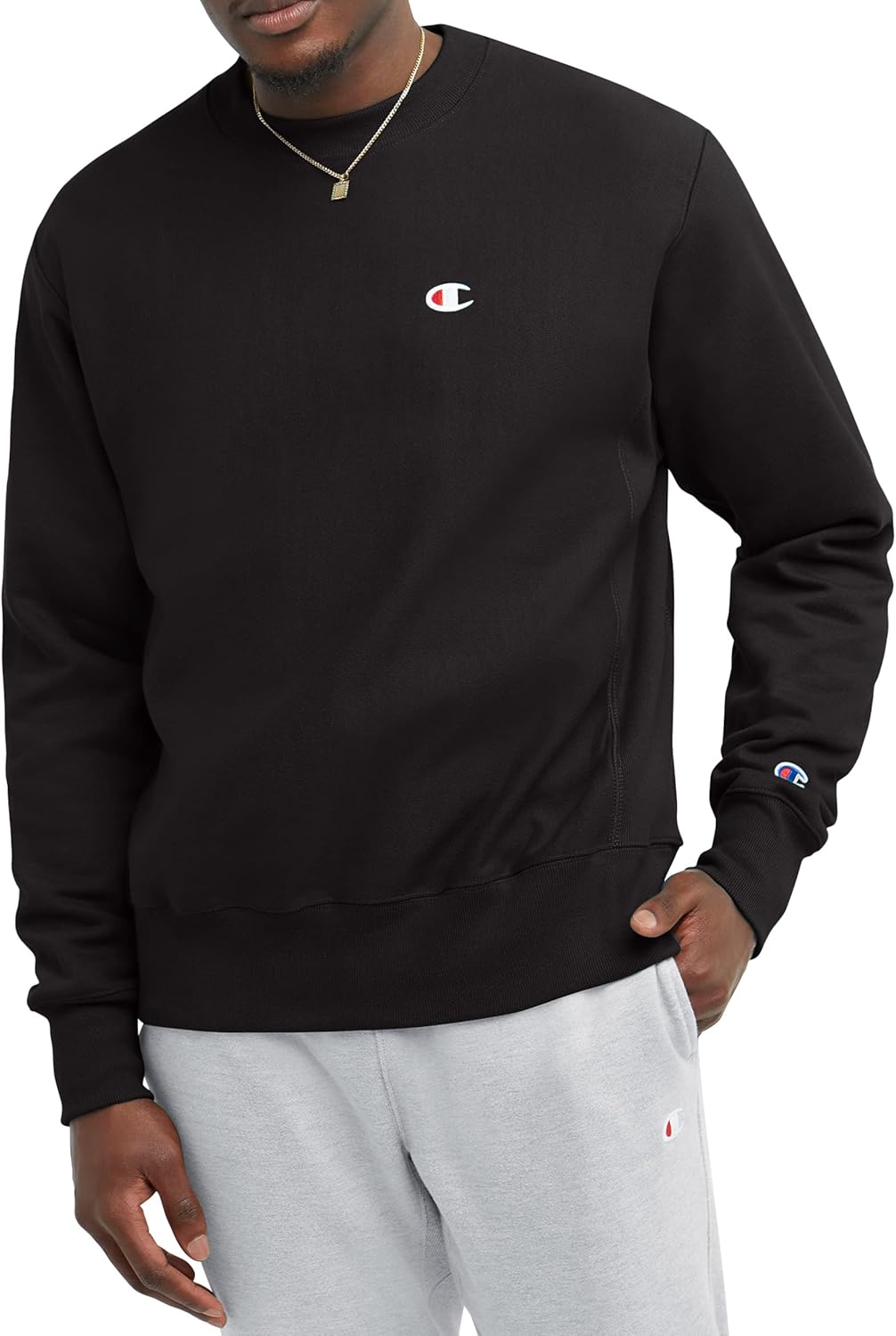 Champion Men's Reverse Weave Pullover Sweatshirt for Men, Best Crew Sweatshirts for Men, C Logo