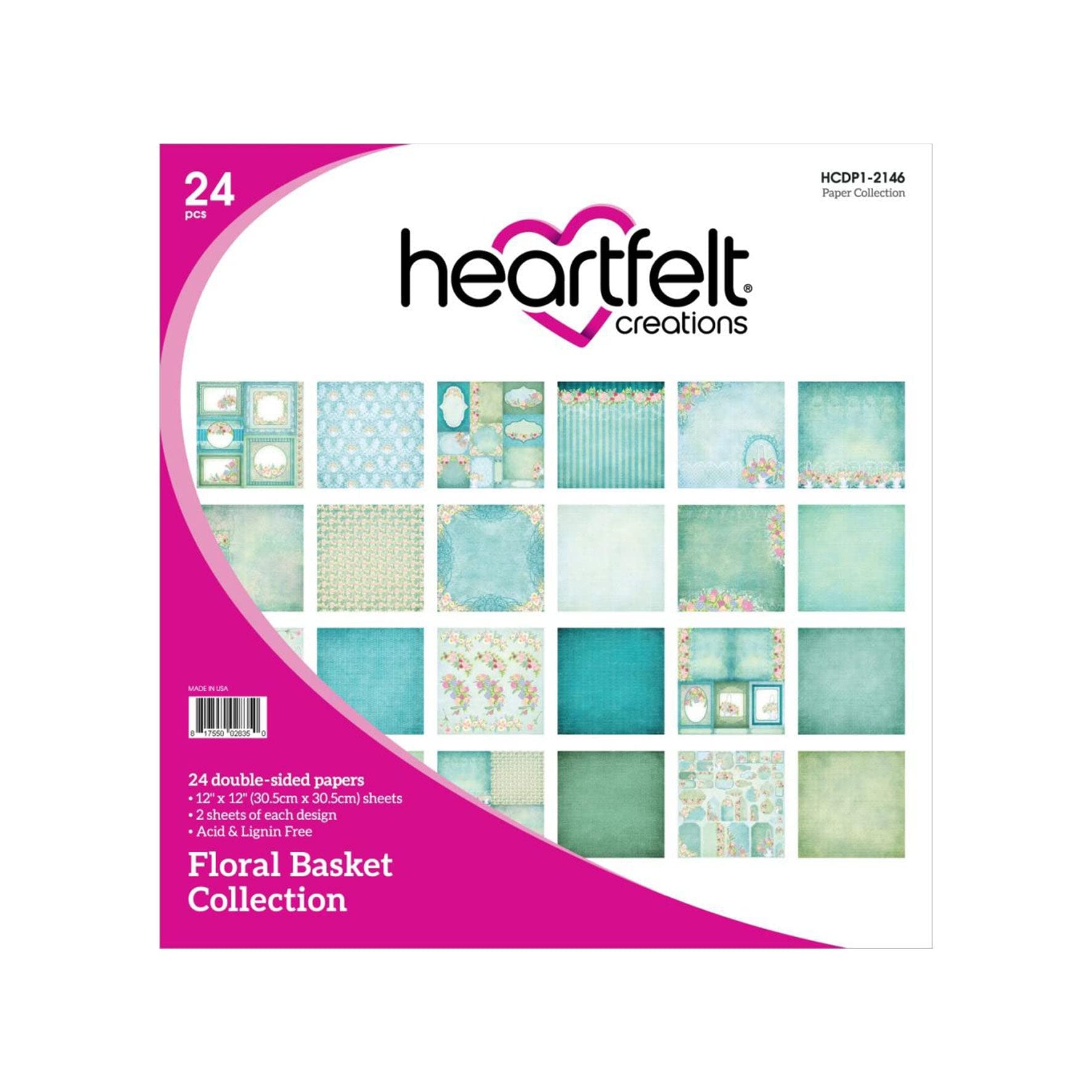 Double-Sided Paper Pad 12"X12" 24/Pkg-Floral Basket HCDP1-2146