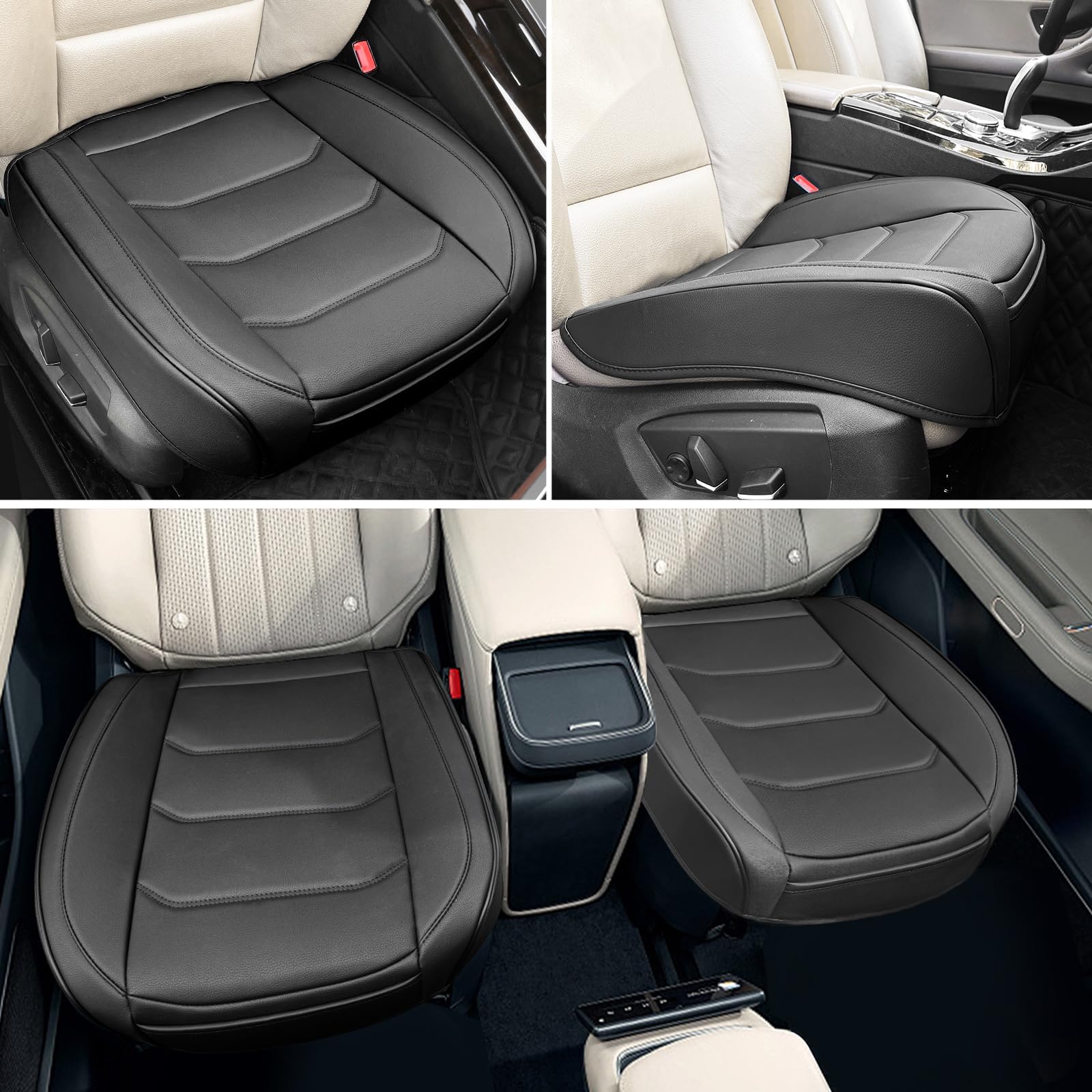 BOPUOVRE Car Seat Cover for Luxury Comfort - PU Leather Anti-Slip Full Wrap Protection with Storage Pocket for — view 3