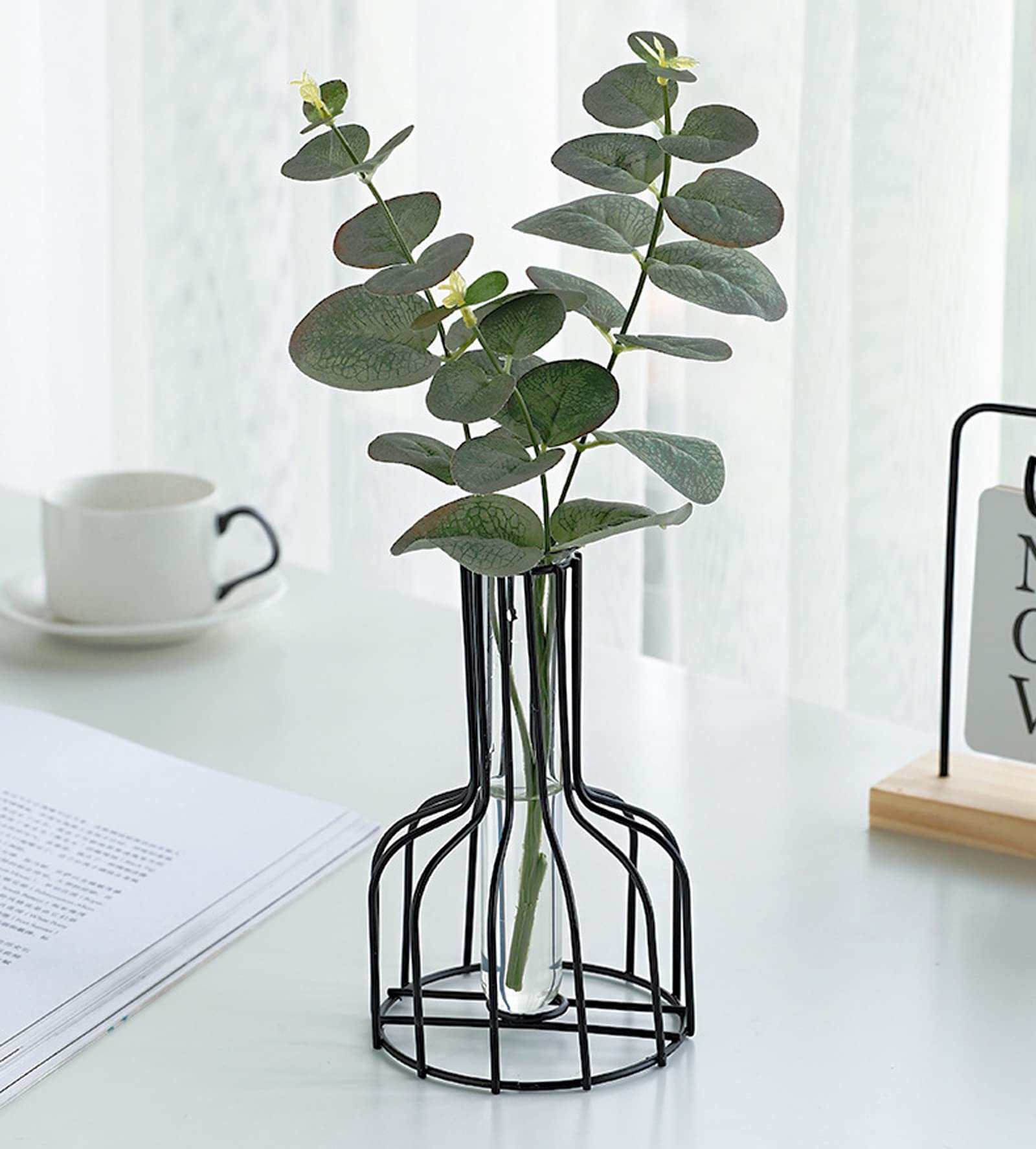 2 vasi di fiori dorati con struttura in metallo, vasi decorativi in vetro trasparente, piccoli vasi per boccioli da usare come decorazione di nozze, decorazione d'interni, decorazione del soggiorno