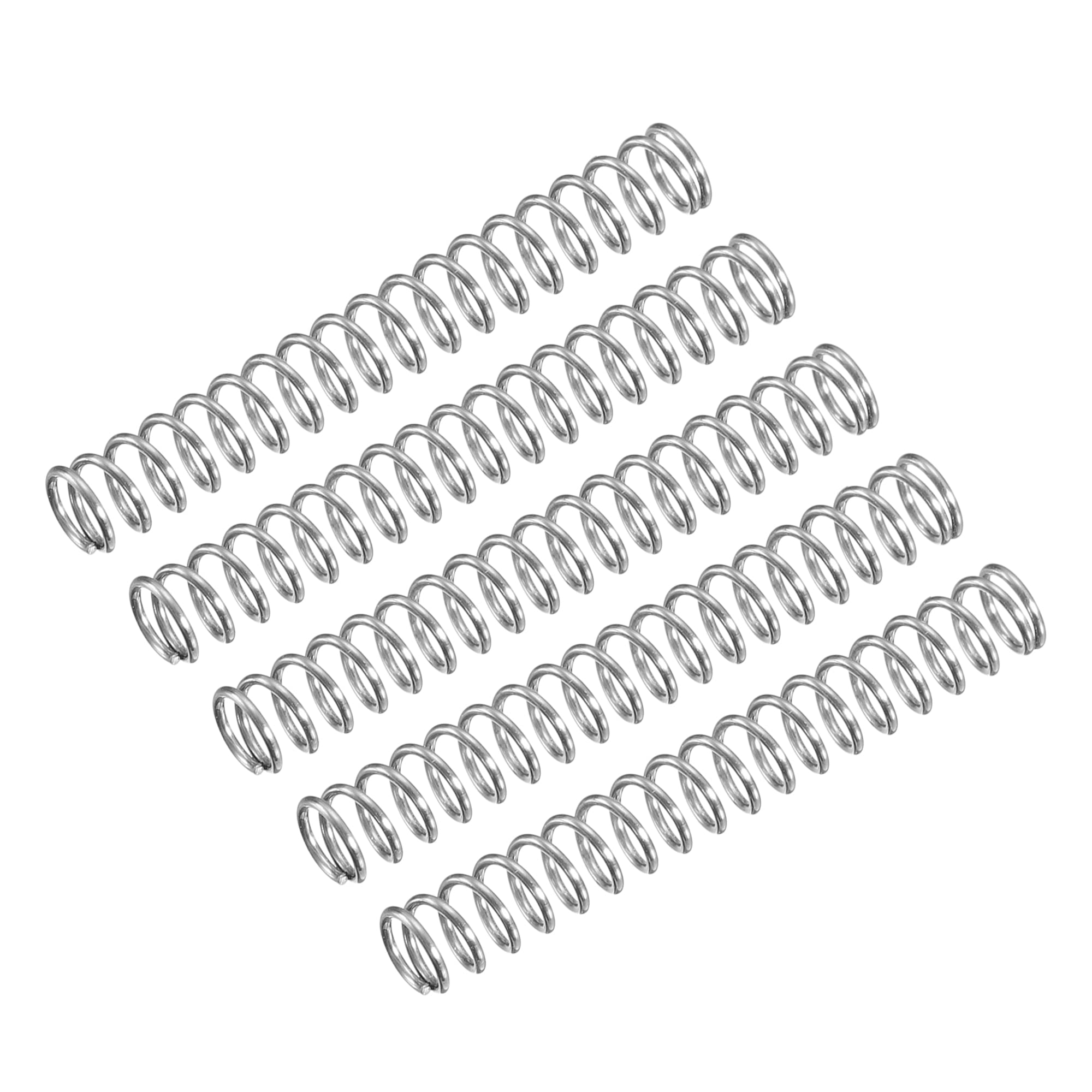 QUARKZMAN Sprężyna kompresyjna 5 szt. ze stali nierdzewnej 304, 4 mm OD, rozmiar drutu 0,5 mm, długość 30 mm, srebrny odcień