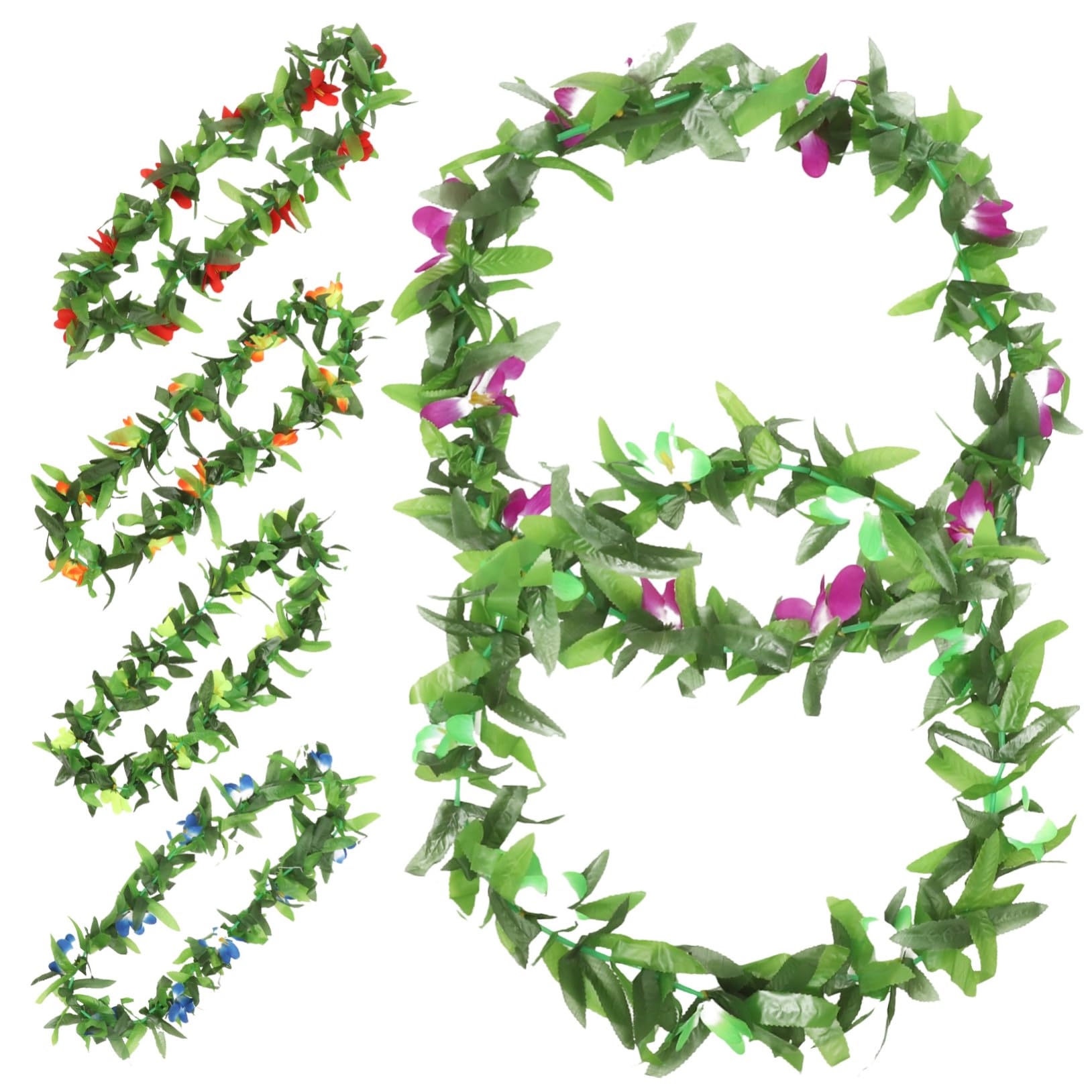 Cabilock Piezas Hawaiano Lei Guirnalda Adorno Decoración Collares Luau Fiesta Favores Leis Luau Fiesta Tropical Suministro Verano Leis para Fiesta Luau Ropa De Poliéster