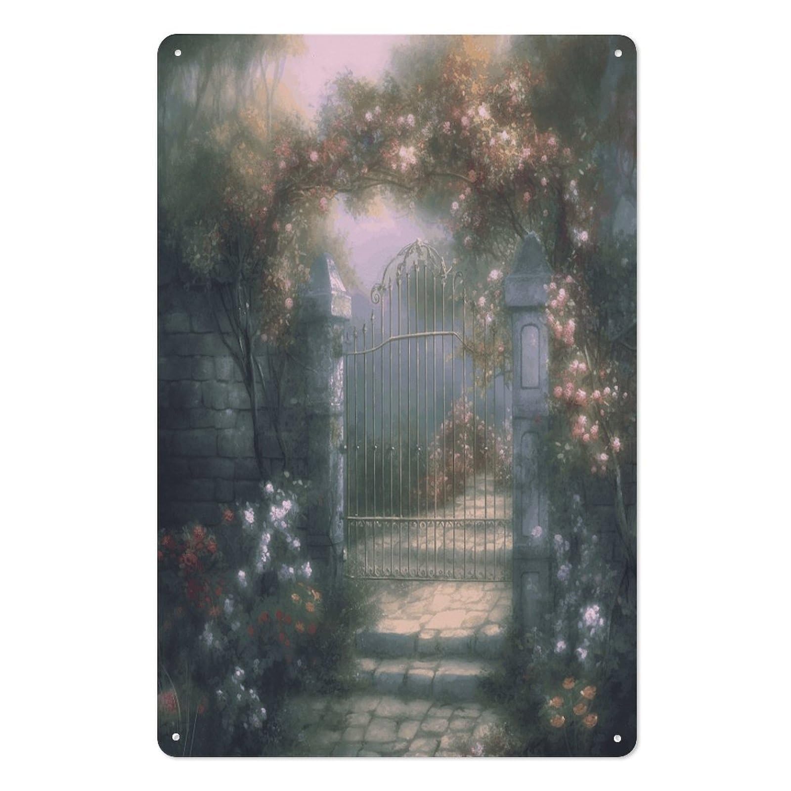 Adfgyerh Style Secret Garden Tin Sign Hanging Art Prints,Wall Decor For Gifting And Party Decoration 7.9X11.8 Inch,Wall Art For Home Garden Greenhouse Living Room Bedroom Yard