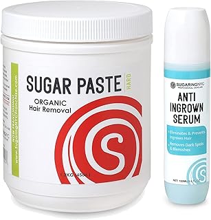 Sugaring Hard paste for Professional use for Coarse Hair on Large Areas kit with Anti-Ingrown Solution Roller Applicator