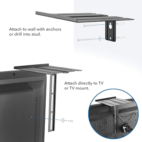 Miniatura 4 de Mount-It! Estante de TV para TV montado en la pared  Estante flotante capacidad de 6.6 libras  Instalación dual - pared o TV  Soporte de estante