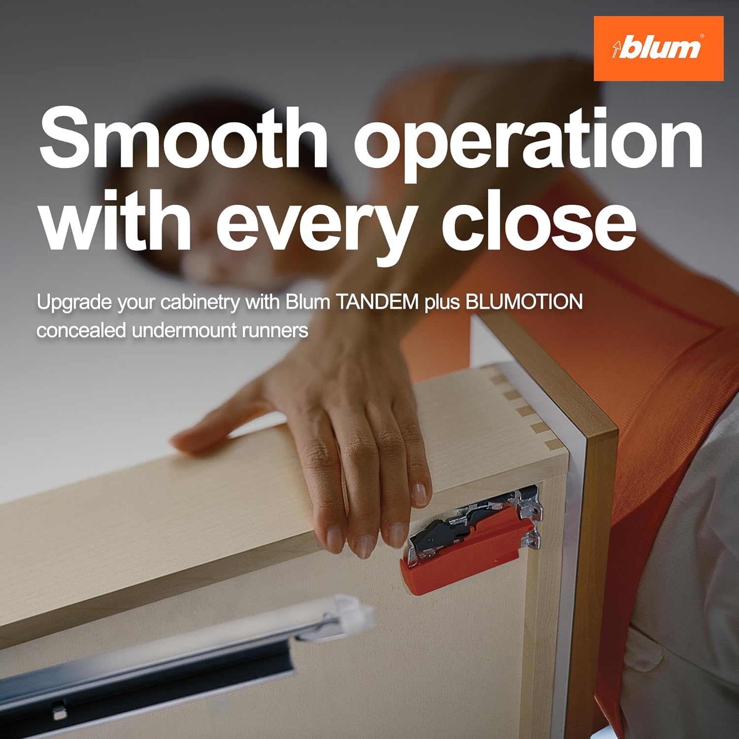 Blum Tandem Plus BLUMOTION Concealed Undermount Drawer Runner Kit, 18-Inch, Full Extension, Soft-Close, Steel, 100 lb. Load Capacity for Wood Drawers