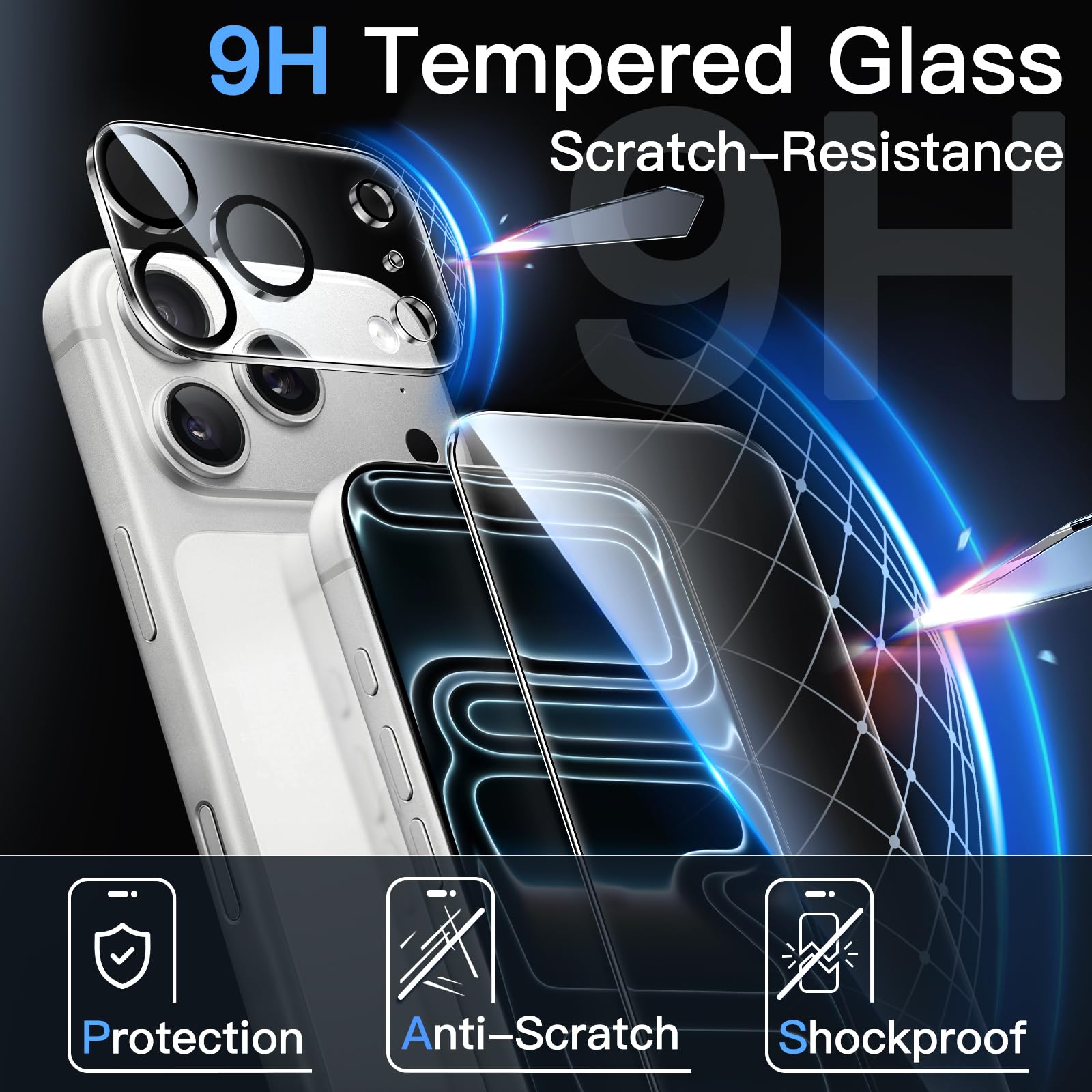 JETech Pellicola Protettiva per iPhone 17 Pro Max 6,9 Pollici con Protezione Obiettivo Fotocamera, Strumento Installazione Facile, 9H Durezza Vetro Temperato Film, HD Chiaro, Pacco da 2 Ciascuno