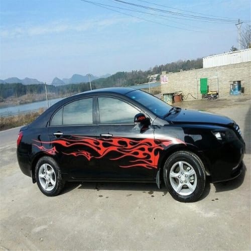 Miniatura 3 de 1 Juego de calcomanías de cuerpo de auto lateral vinilo, gráficos de llamas de carrera, Amarillo