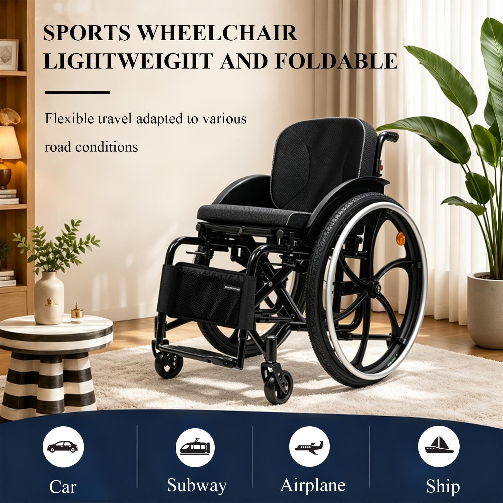 Fauteuil roulant pliant,Léger,Chaise Handicapé,Fauteuil roulant de transit