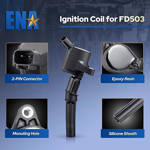 Miniatura 4 de ENA Paquete de 8 bobinas de encendido y bujía compatibles con Mercury Ford Mustang Crown Victoria E150 E250 Expedition Explorer F150 Navigator Town