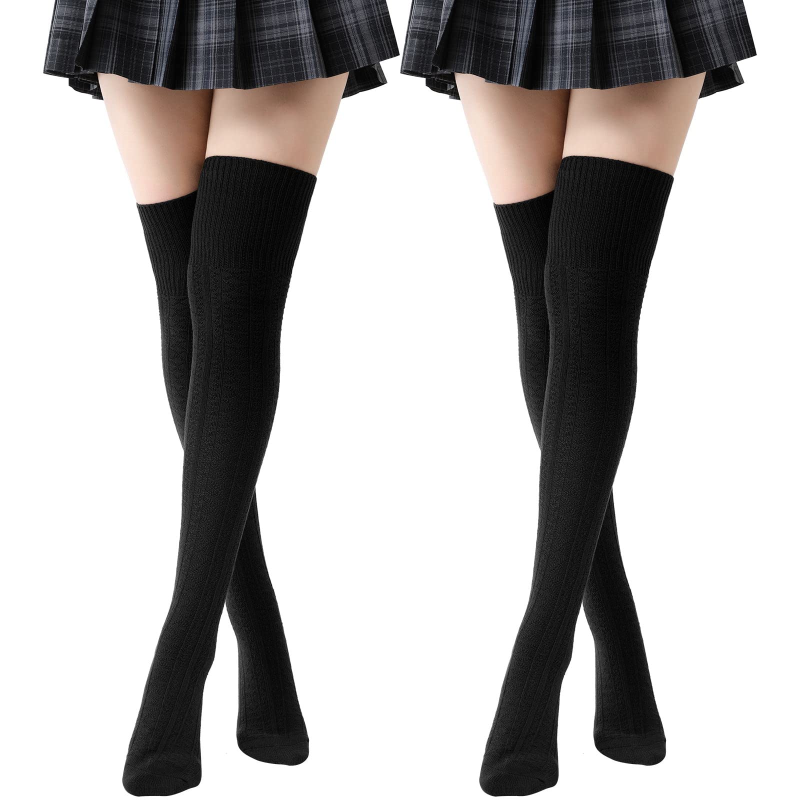 Kefiyis Kniestrümpfe Damen Overknee Strümpfe Lange Gestrickte Warme Socken Oberschenkelhohe Socken für Damen und Mädchen