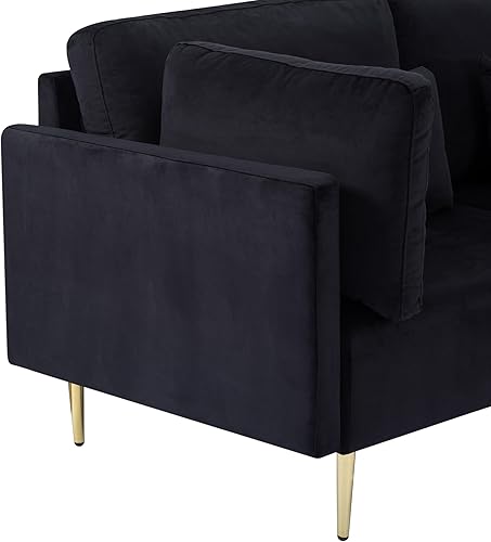 Miniatura 8 de Sofá modular convertible moderno en forma de L de 105 pulgadas, sofá tapizado de tela de terciopelo, con diván desmontable, funda lavable y otomana,