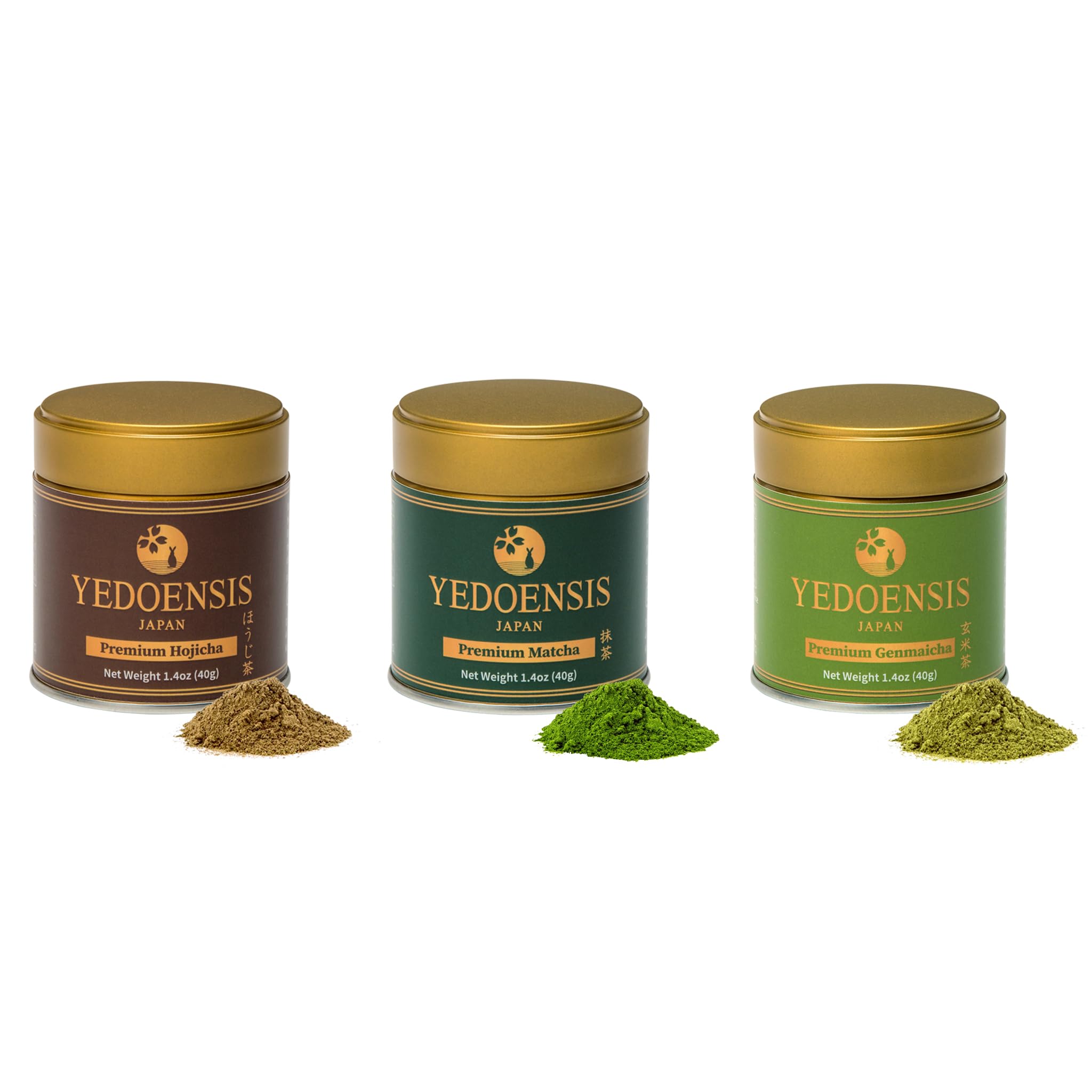 YEDOENSISPremium Japanese Tea Classic Collection - Matcha, Hojicha, Genmaicha (40g x 3 tins)