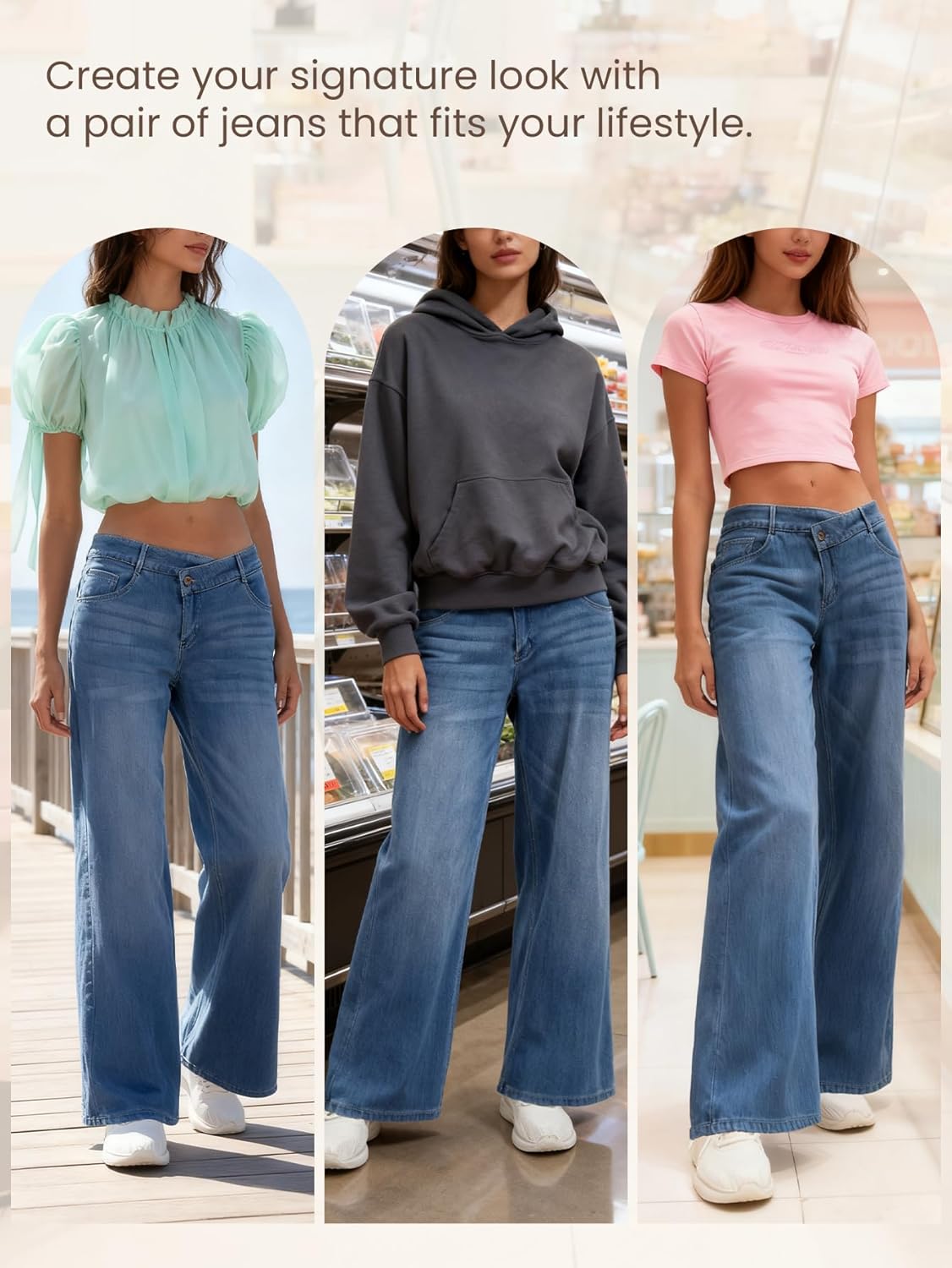 Women's Wide Leg Jeans, Baggy Denim Trendy Low Rise Jeans Loose Casual Pants - Image 5