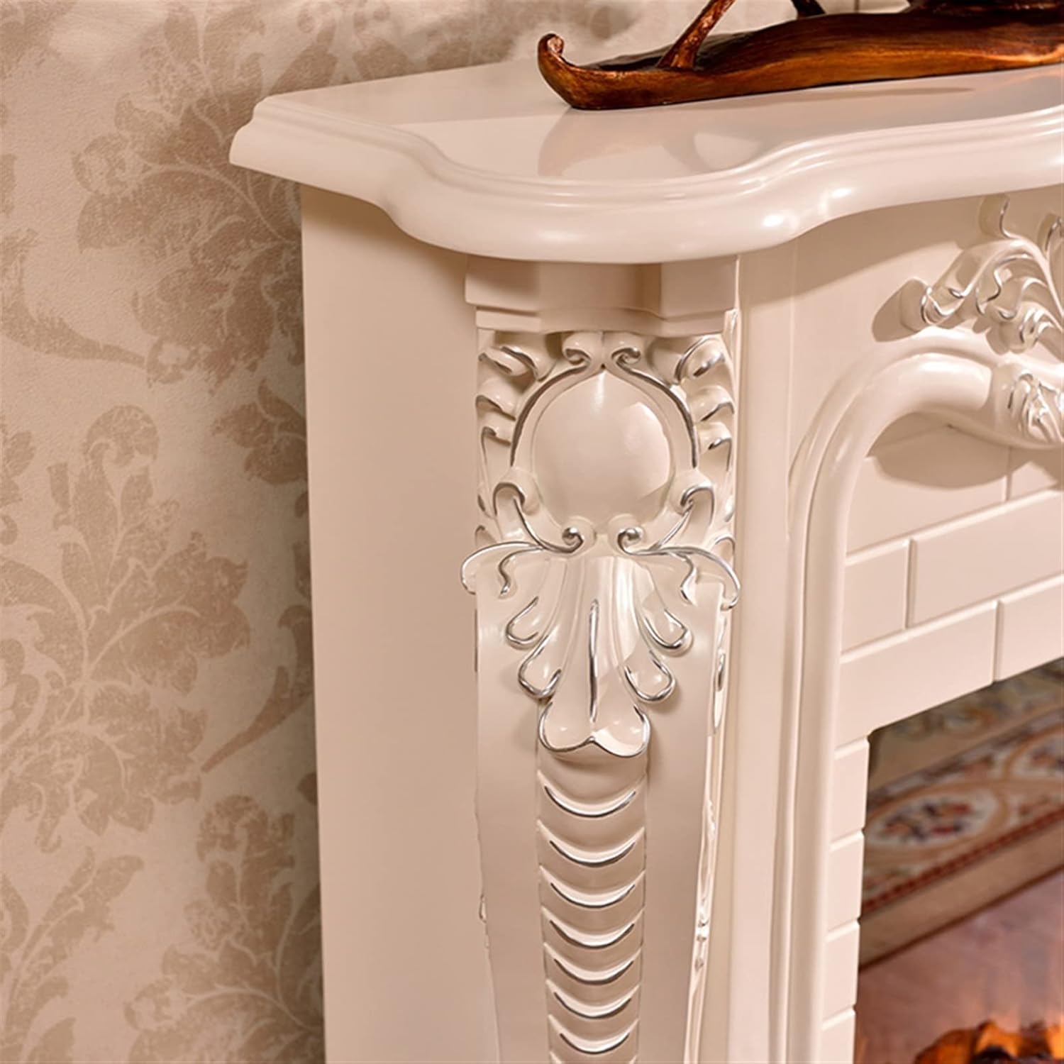 電気インサート暖炉リビングルーム装飾暖かい木製マントルLED光学人工