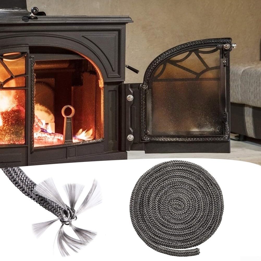 Guarnizione in corda di vetroresina, Guarnizione della corda guarnizione stufa in fibra di vetro for pellet tronchi a legna 8-16mm 2,5 m nero(2.5m*8mm)