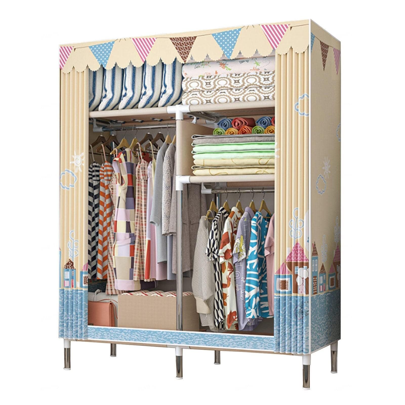 Armoire en toile portable pour suspendre les vêtements sans placards