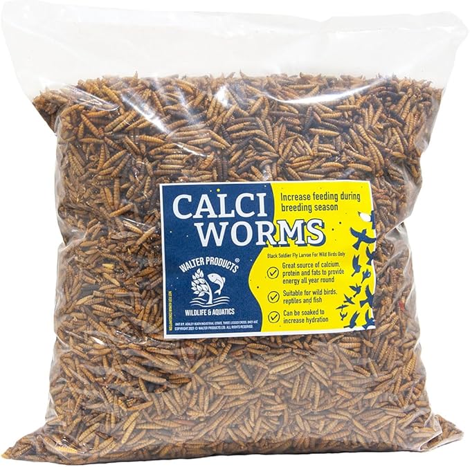 Walter Products Calci Worms 1kg Bag CalciumRich Natural Bird Food, Perfect for Wild Birds