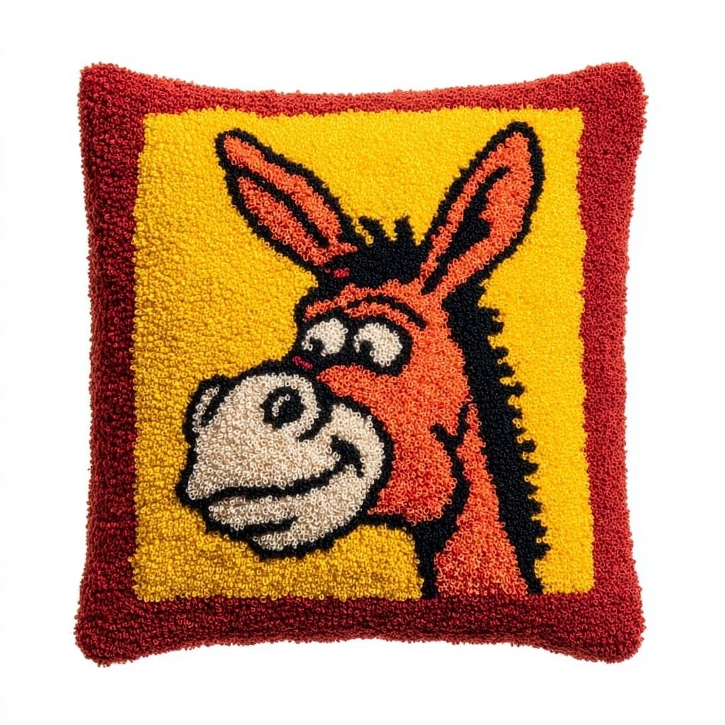 AxiangziK Pre-Printed Latch Hook Pillow Kit,Cartoon Donkey