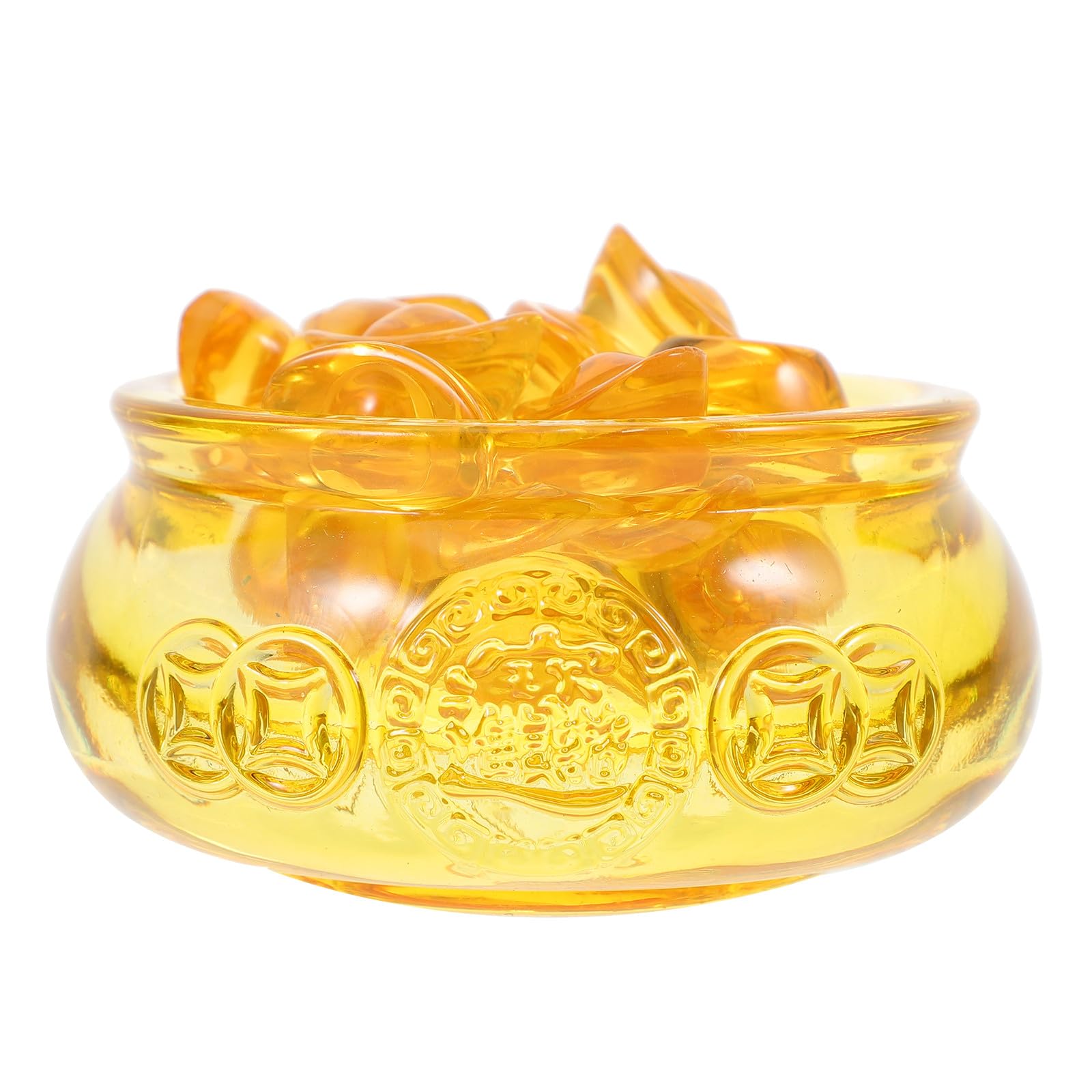 Cuenco de cristal amarillo para decorar tu salón y mesa de centro