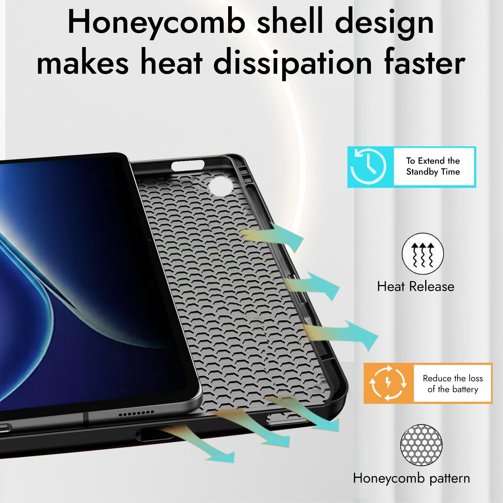 Robustrion Cover for OnePlus Pad Go 2 12.1 inch Cover Case with Pencil Holder, Trifold Cover Case for OnePlus Pad Go 2 Tablet Cover [Auto Sleep Wake Support] - Black — Amazon image 4