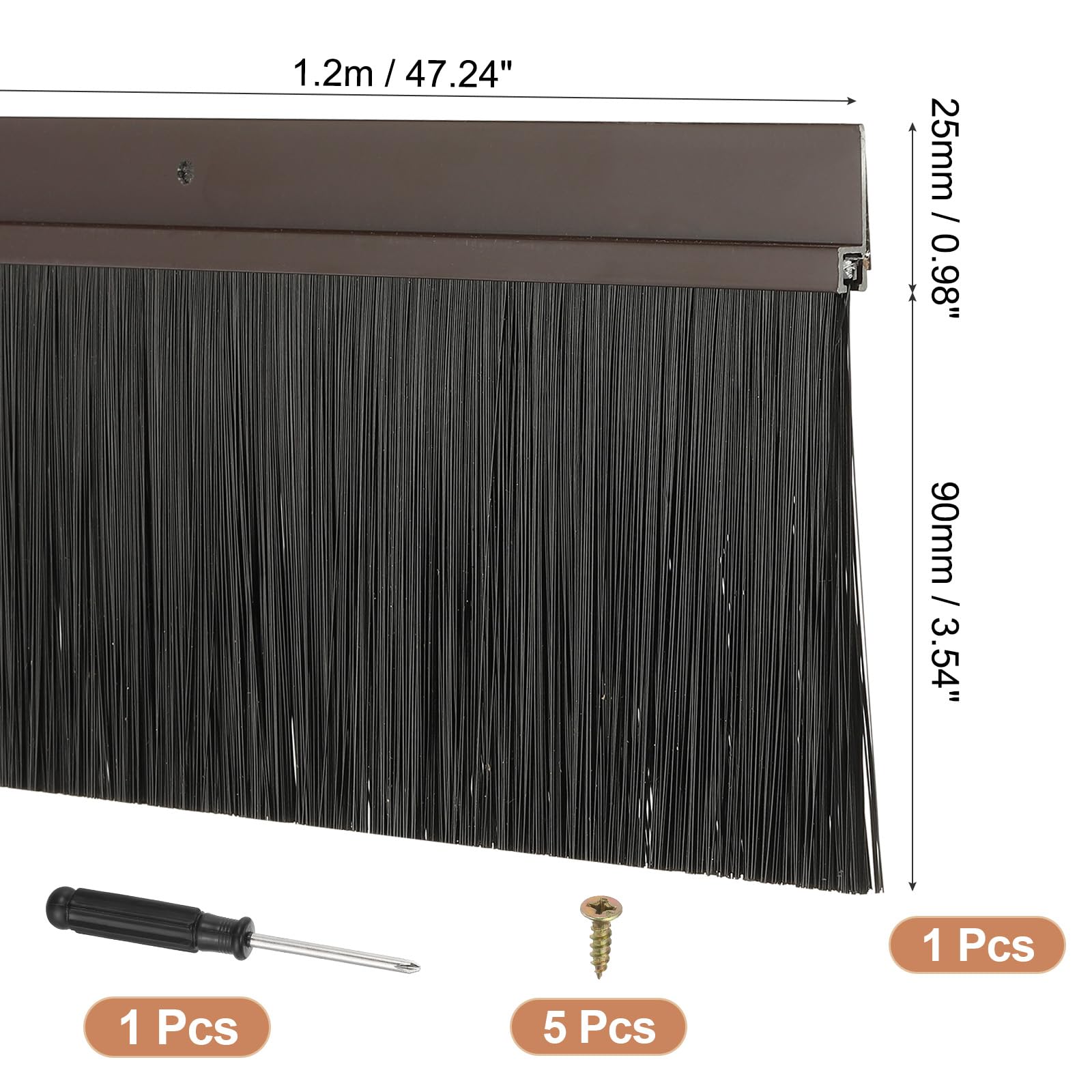 PATIKIL Door Brush Sweeps 3.54" Bristles x 47.24" Long - Image 2