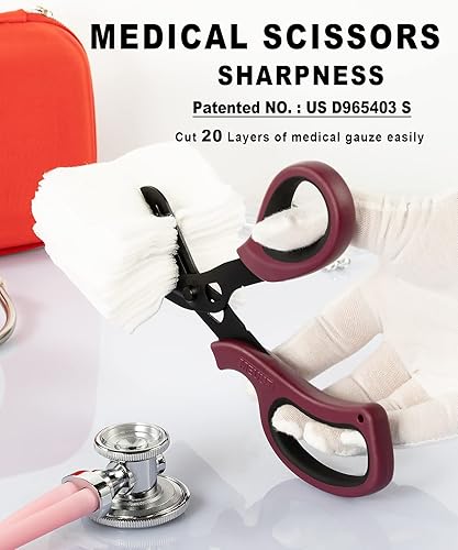 Miniatura 79 de MEUUT Paquete de 2 tijeras médicas para enfermeras, tijeras de vendaje patentadas con cuchillas antiadherentes, tijeras de grado quirúrgico, tijeras