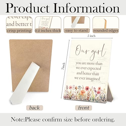 Miniatura 2 de Decoración de guardería para bebé, con texto en inglés "Our Girl You are More Than We Ever Expected", letrero de madera de 5 x 7 pulgadas, letreros