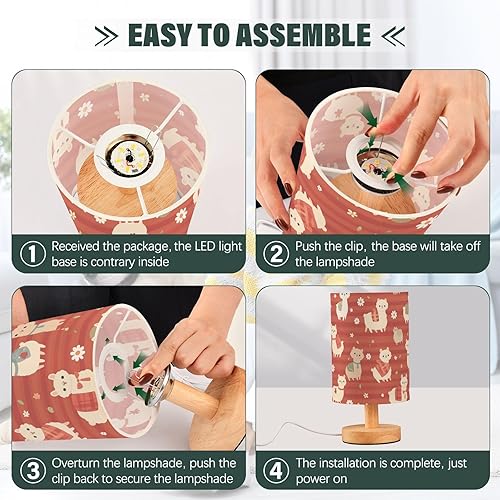 Miniatura 4 de FRODOTGV Retro Cute Alpacas Red Night Lights Living Room Lamps Warm Light for Kids Home