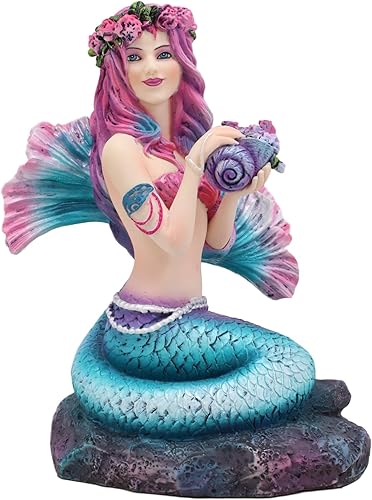 Ebros Gift Brigid Ashwood Fantasy Art - Figura decorativa de resina decorativa de sirena náutica en colores pastel, sirena, océano, primavera,