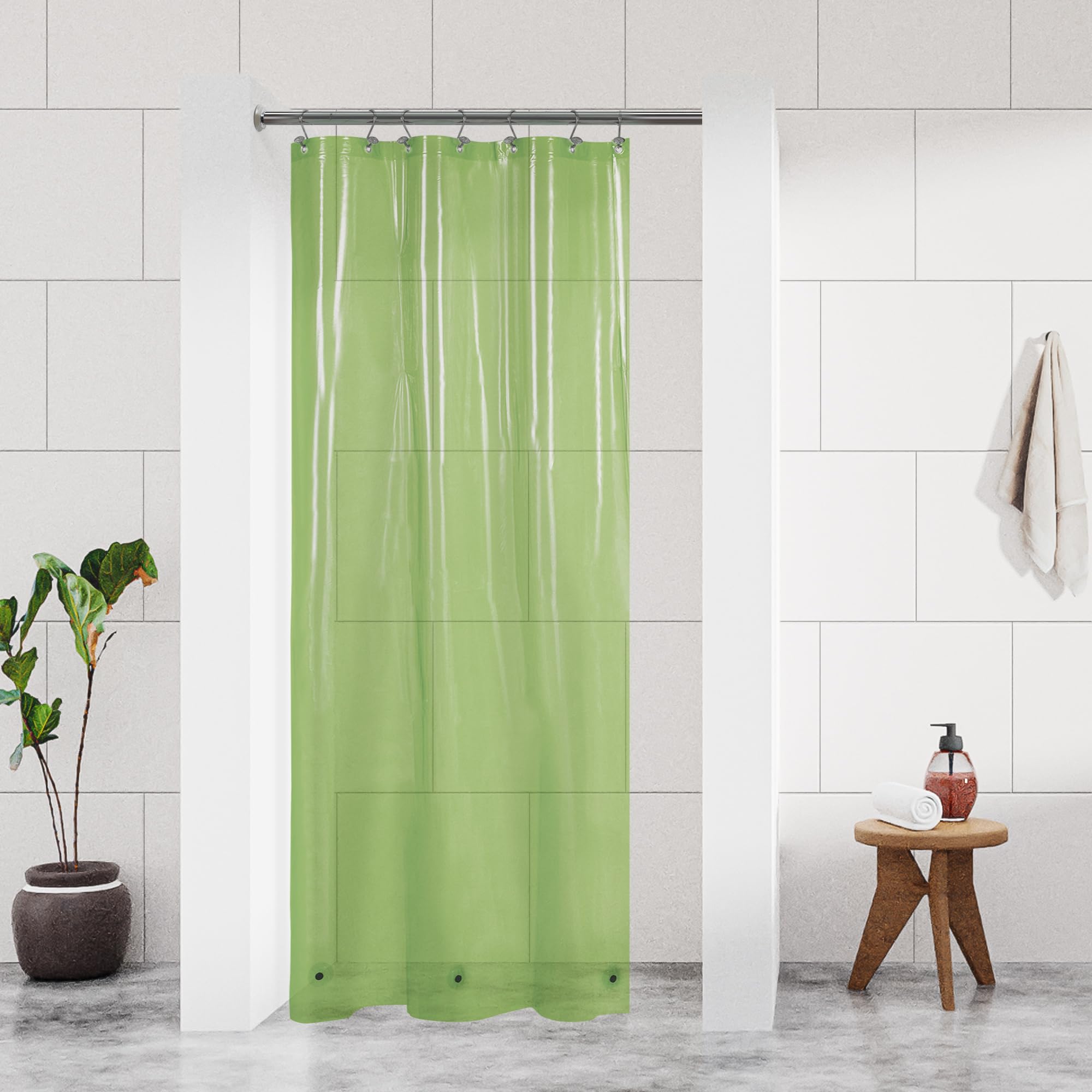 Barossa Design Clear Green Stall Shower Curtain Liner 36Wx72H