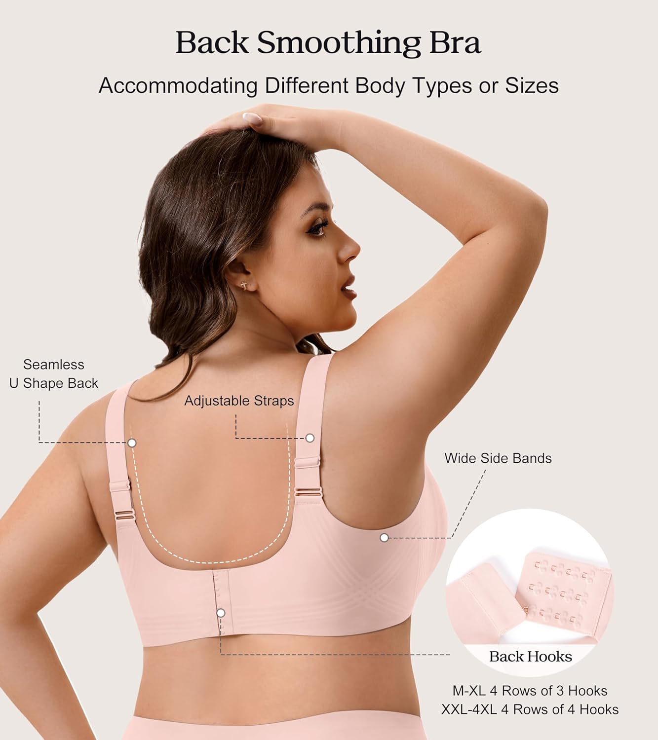 Womens Wireless Jelly Bra Comfort Plus Size Full Coverage Seamless Bras No Underwire Buttery Soft Push Up T-Shirt Bra - Image 4