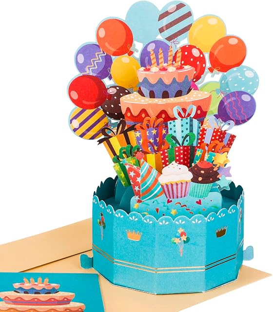 Yorgewd 3D Pop Up Birthday Cards, 3D Happy Birthday Balloons Greeting Cards with Envelope for Men, Women, Mothers, Her, Friends, Girls, and Boys